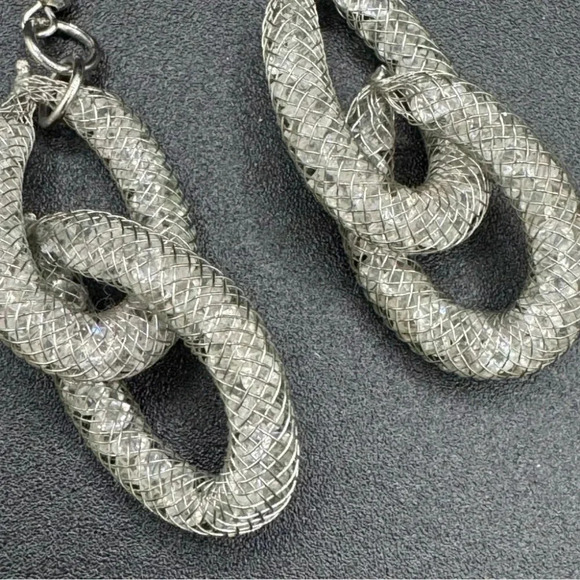 Sparkly Mesh Rhinestone Dangly Earrings - Picture 3 of 5